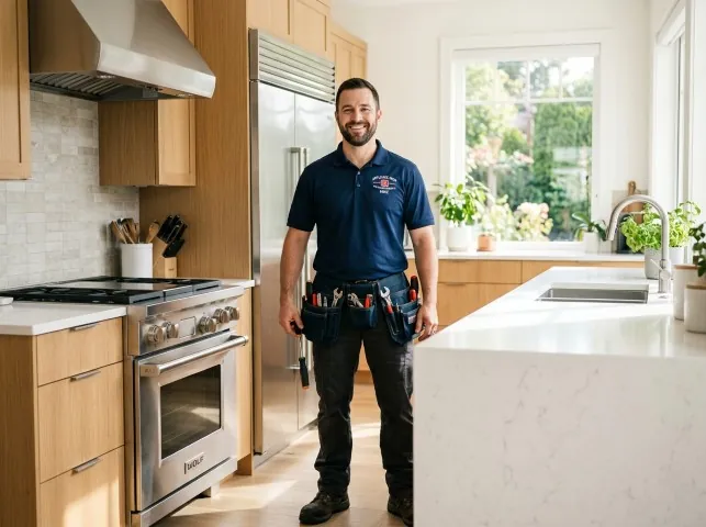 Appliance Repair Hero technician in a Alto, MI kitchen after an appliance repair